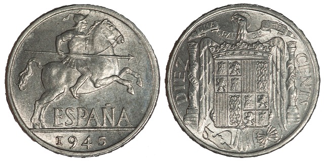 španělské mince s obrázkem dobyvatele